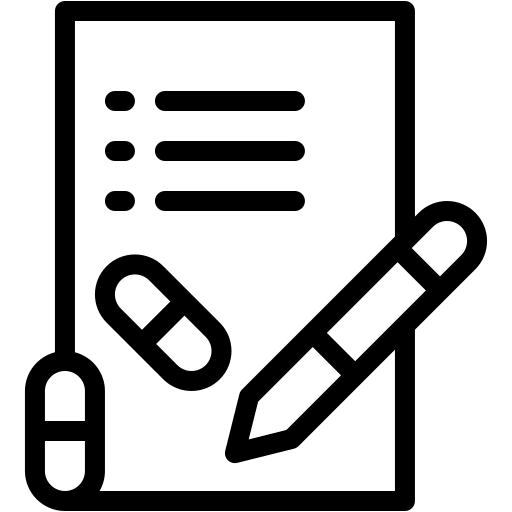 Prescription pad and pen icon